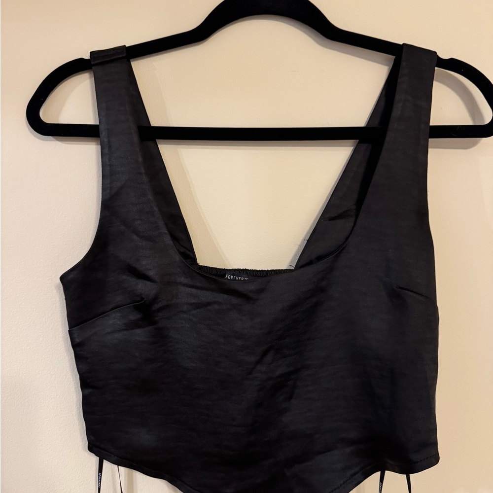 Forever 21 Black Satin Top